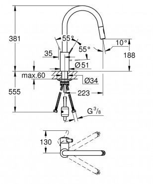 Grohe, Eurosmart Cosmopolitan, mosogat csaptelep, 31481001