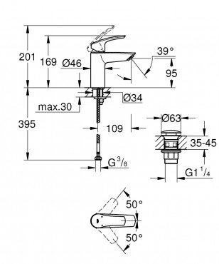 Grohe, Eurosmart Cosmopolitan, egykaros mosdcsaptelep, S-es mret, 23922003