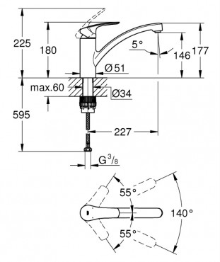 Grohe, Eurosmart egykaros mosogatcsap, 33281003