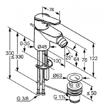 Kludi, D-Vise egykaros bide csaptelep leersztvel, 375320590