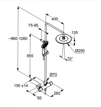 Kludi, Freshline Thermostat dual shower system 6709205-00, Termoszttos zuhanyrendszer