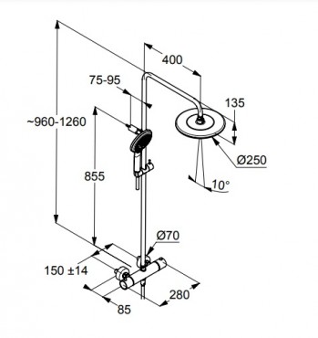 Kludi, Freshline thermostat dual shower system zuhanyrendszer, 6709205-00