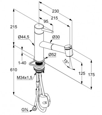 Kludi, Steel egykaros mosogatcsap kihzhat kifolyval, 44851F860