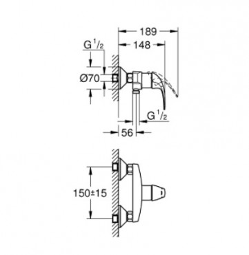 Grohe, BauCurve egykaros zuhanycsaptelep, 23631000