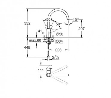 Grohe, BauEdge, Egykaros mosogat csaptelep 31367000