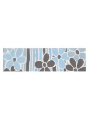 Listello, Kio, Fiori Blue 6*20 cm I.o.