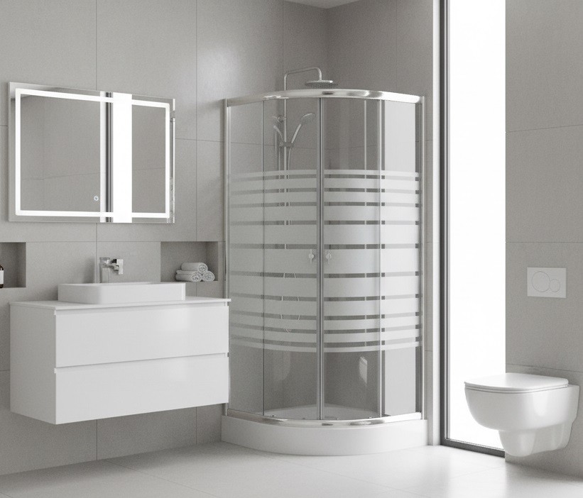 HTB, Murano, Zuhanykabin, ves, tlcval s szifonnal, cskos veg, krm keret, 80x80 cm, 5 mm, 8130 stripe, BHS