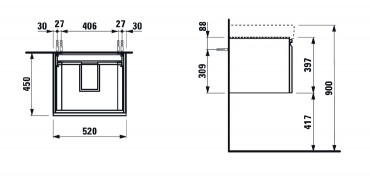 Frdszobabtor, Laufen, Pro S, alsszekrny 52*45*39 cm, H4833510964751, fnyes fehr