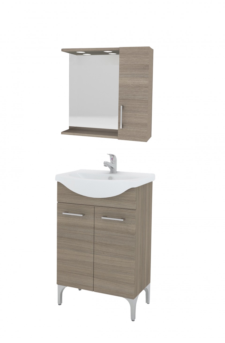 S-Due, Rubino 65 f�rd�szoba b�tor, 2 ajt�s oldalszekr�nyes t�k�r, l�mpa, barna t�lgy,  4203+4295/led