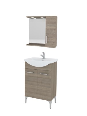 SaviniDue, Rubino 65 fürdőszoba bútor, 2 ajtós oldalszekrényes tükör, lámpa, barna tölgy,  4203+4295/led