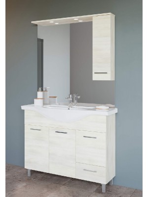 S-Due, Venere fürdőszobabútor 85 cm mosdóval oldalszekrényes tükörrel, fehér tölgy, VENERE85/RB 87x190x50,5 cm