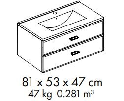 S-Due, Fly kett fikos fggesztett frdszoba btor mosdval 81 cm magasfny fehr, 81x53x47 cm, 252N