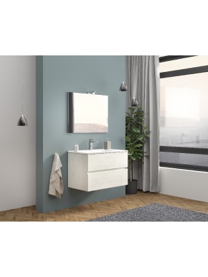 S-Due, Easy fürdőszoba bútor 80 cm, tükör 80x60 cm, világítás, fehér tölgy, 81x117x46 cm EASY80/RB