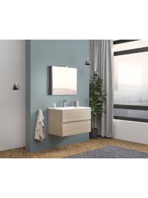 S-Due, Easy fürdőszoba bútor 80 cm, tükör 80x60 cm, világítás, tölgy, 81x117x46 cm EASY80/RF
