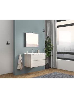 S-Due, Easy fürdőszoba bútor 80 cm, tükör 80x60 cm, világítás, szürkés tölgy, 81x117x46 cm EASY80/RG