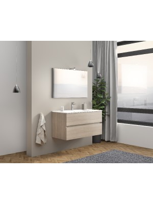 S-Due, Easy fürdőszoba bútor 100 cm, tükör 80x60 cm,LED világítás, tölgy, 101x117x46 EASY100/RF