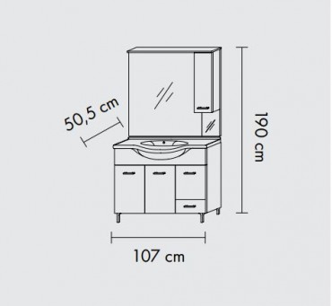 S-Due, Venere frdszobabtor 105 cm (3 ajts,1 fikos), oldalszekrnyes tkr, vilgts, fehr tlgy, VENERE105/RG