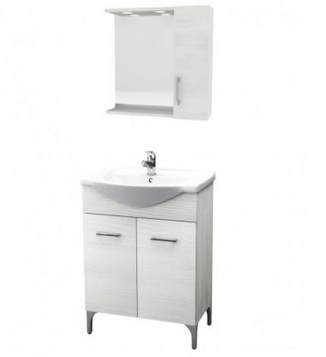 S-Due, Rubino 65 f�rd�szoba b�tor, 2 ajt�s oldalszekr�nyes t�k�r, l�mpa, feh�r t�lgy, 4103+4195/led