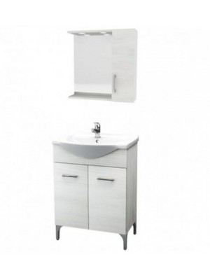 S-Due, Rubino 65 fürdőszoba bútor, 2 ajtós oldalszekrényes tükör, lámpa, fehér tölgy, 4103+4195/led