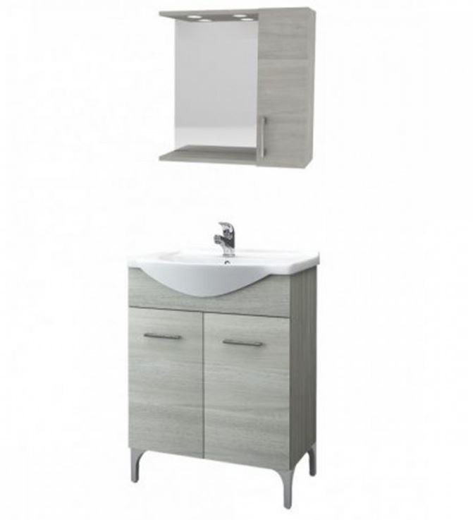 S-Due, Rubino 65 f�rd�szoba b�tor, 2 ajt�s oldalszekr�nyes t�k�r, l�mpa, sz�rke t�lgy, 4403+4495/led