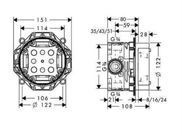 Hansgrohe, iBox universal alaptest, DN15/DN20 01800180