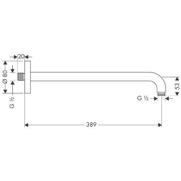 Hansgrohe, Zuhanykar 389mm DN15, 27413000