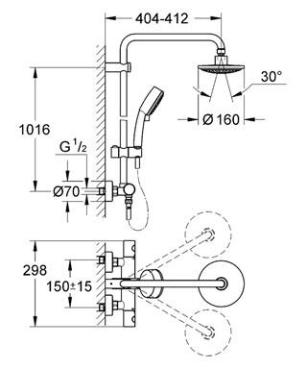 Grohe, Tempesta zuhanyrendszer GRT1000 termoszttos csapteleppel, 27922000