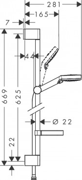 Hansgrohe, Crometta Vario 0,65m zuhanyszett, Casetta szappantartval, 26553400