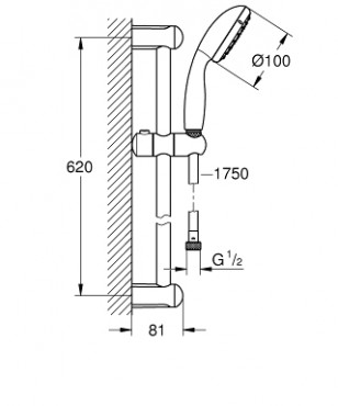 Grohe, New Tempesta 100 II zuhanyszett 600mm, 27598001