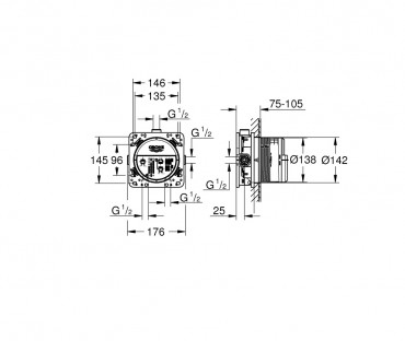 Grohe, Rapido SmartBox, univerzlis falba pthet alaptest 35600000