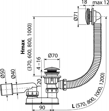 Alcaplast, kdszifon, click-clack le- s tlfoly krm A504CKM