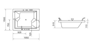Wellis, Nera Maxi Alap Hydro hidromassz�zs k�d, csapteleppel, 185x150x72 cm