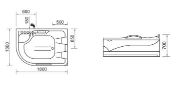 Wellis, Dublo E-Max TOUCH Hydro hidromassz�zsk�d, csapteleppel, 180x130x62 cm