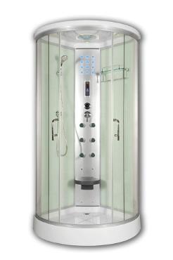 Zuhanykabin, Sanimix, 22.8021-1, Elektronik�s hidrom. feh�r �veg h�tfallal, 90x90 cm