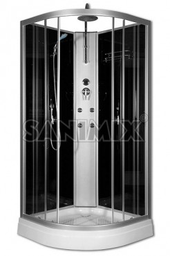 Zuhanykabin, Sanimix, 22.181 Black/2, �ves, hidromassz�zs, fekete h�tfallal, 90x90 cm 