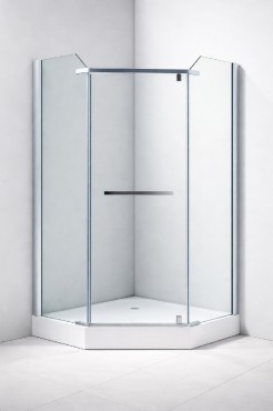 HTB, Zuhanykabin �tsz�glet�, t�lc�val �s szifonnal, nat�r �veg, szat�n, 90x90 cm, 8 mm, 8128 