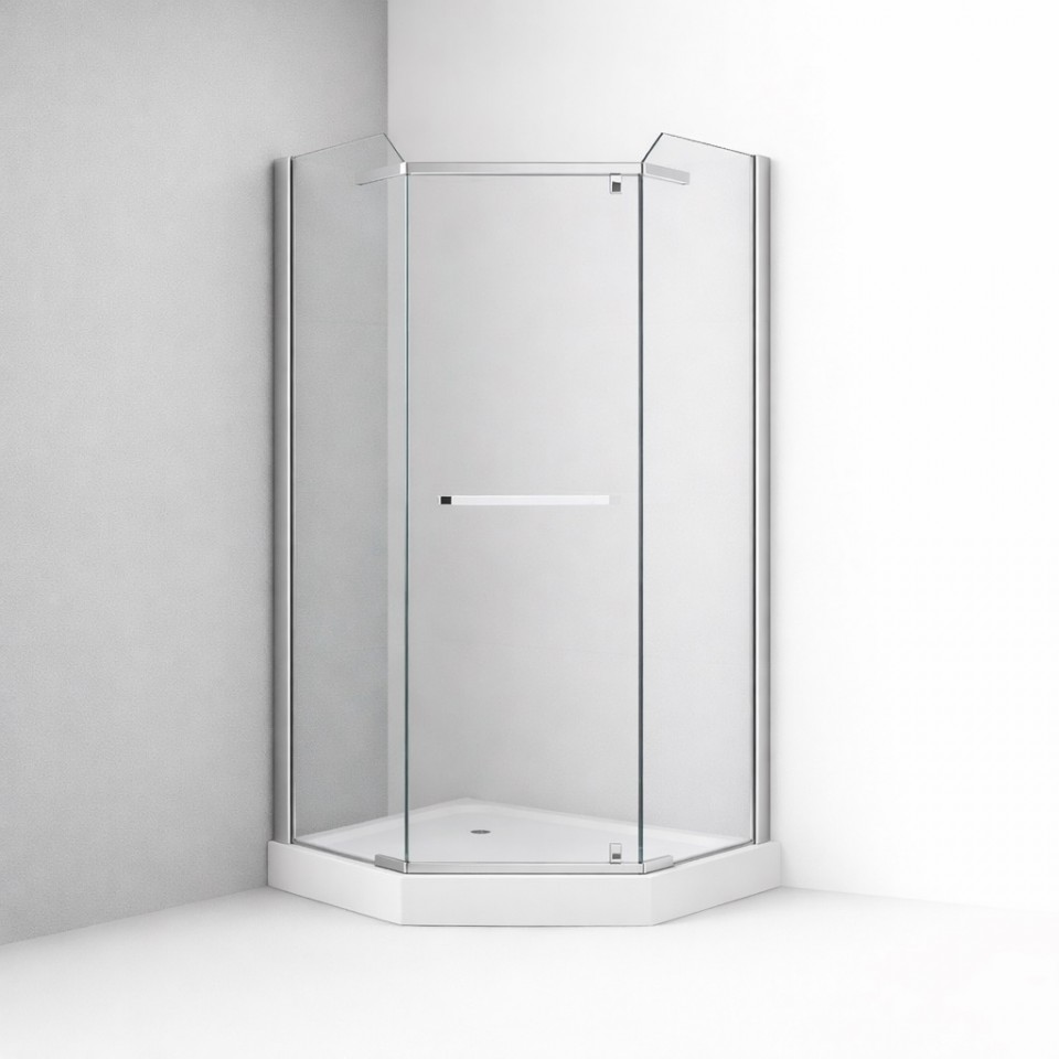 HTB, Zuhanykabin �tsz�glet�, t�lc�val �s szifonnal, nat�r �veg, szat�n, 90x90 cm, 8 mm, 8128 