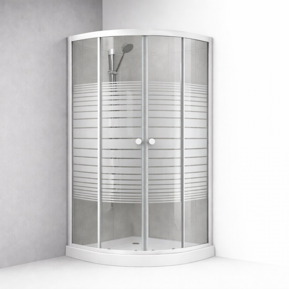 HTB, Zuhanykabin, �ves, t�lc�val �s szifonnal, cs�kos �veg, feh�r keret, 90x90 cm, 5 mm, 8120 stripe, 22.1502
