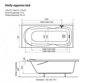 H2O, Molly egyenes kd, 150x70cm