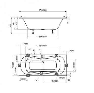 Ravak, Campanula II egyenesk�d, 170x75 cm