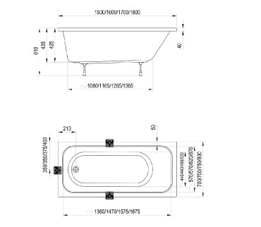 Ravak, Chrome egyenesk�d, 170x75 cm