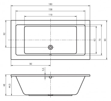 Riho, Lusso egyeneskd 180x90 cm B026001005