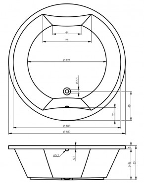 Riho, Colorado kerek k�d, be�p�thet� vagy burkolhat� 180 cm B038001005