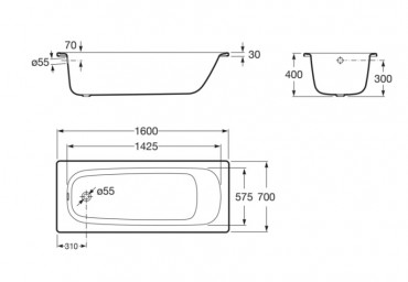 Roca, Contesa, Egyenes lemezk�d, 160x70 cm