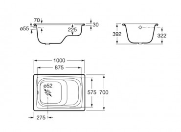 Roca, Contesa, Egyenes lemez �l�k�d, 100x70 cm A213100001