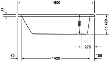 Duravit, D-Code akril egyeneskd, 160*70 cm