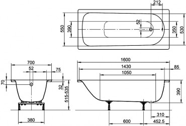 Kaldewei, Eurowa lemezkd 160*70 cm