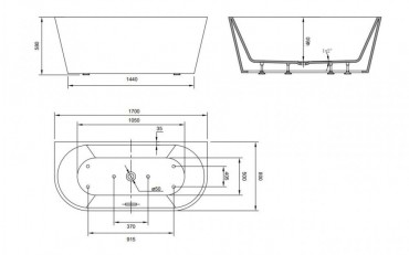 Wellis, MyLine Calabria Black trben ll kd, 170*80*58 cm