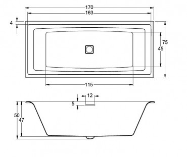 Riho, Still Square (LED) egyeneskd, 170x75 cm, BR02005K00132