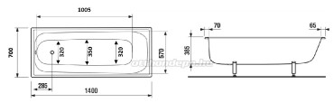 Jika, Riga 140x70 cm egyenes acllemez kd, hrom zomncrteggel H2340400000001